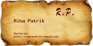 Riha Patrik névjegykártya